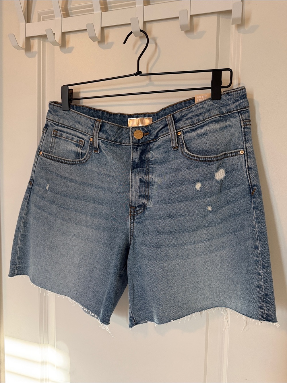 Kut from the Kloth High-Rise Light Blue Distressed Denim Shorts
